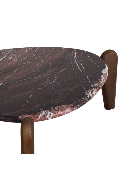 Table basse plateau marbre rouge