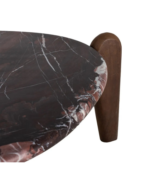 Table basse plateau marbre rouge