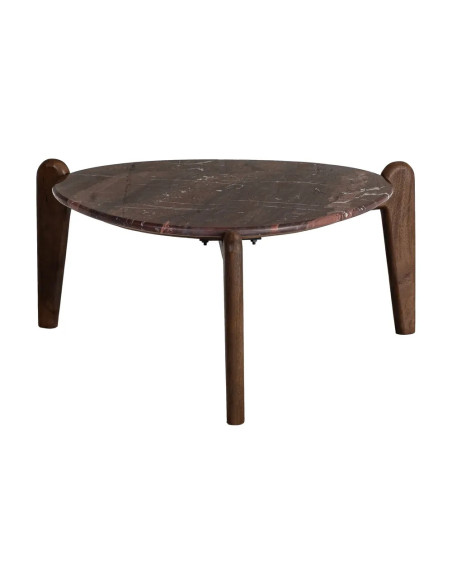 Table basse plateau marbre rouge