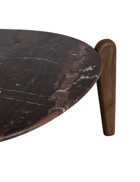 Table basse plateau marbre rouge