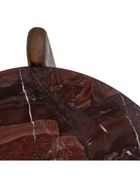 Table basse plateau marbre rouge