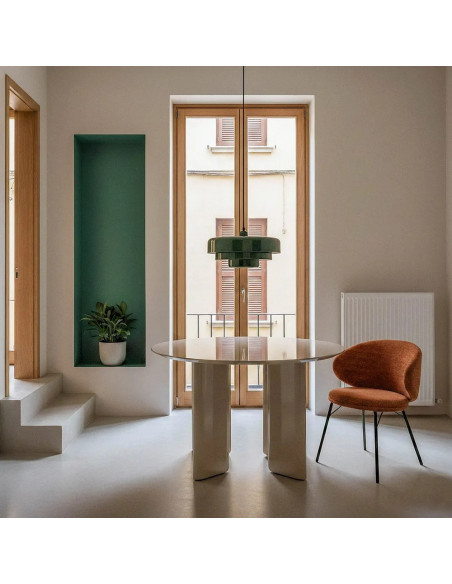 Table de repas ronde laquée taupe 120 cm