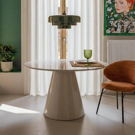 Table de repas ronde laquée taupe 120 cm