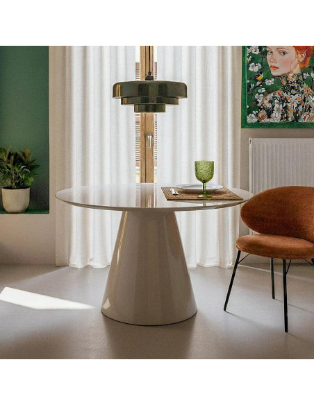 Table de repas ronde laquée taupe 120 cm