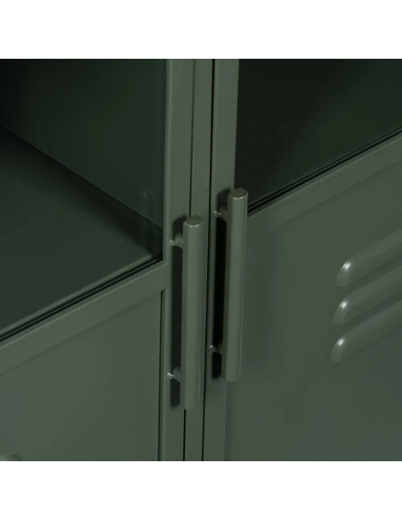 Meuble de rangement style casier métallique vert