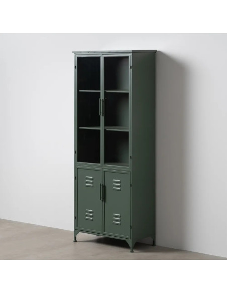 Meuble de rangement style casier métallique vert