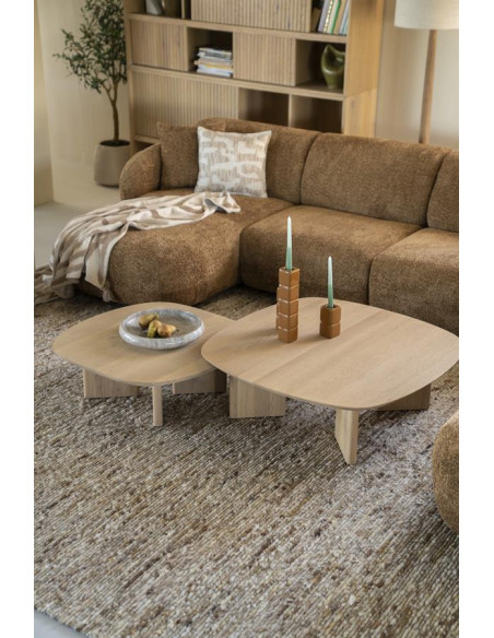 Table de salon carrée en bois de chêne