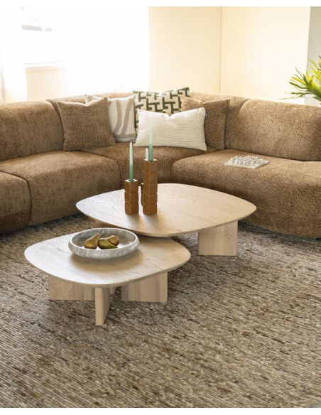 Table de salon carrée en bois de chêne