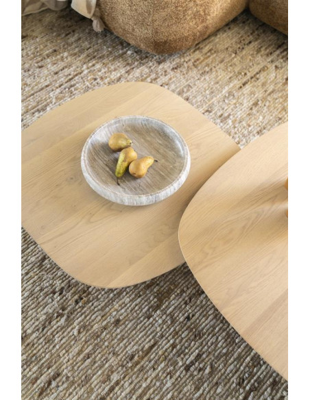 Table de salon carrée en bois de chêne