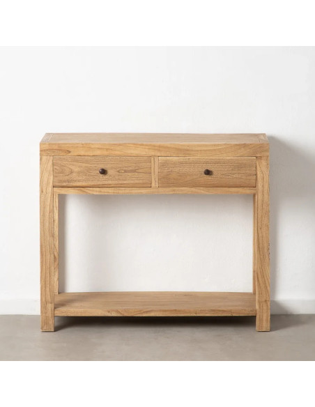 Console en bois massif de mindi avec tablette et tiroirs