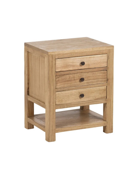 Chevet 3 tiroirs avec tablette mindi massif