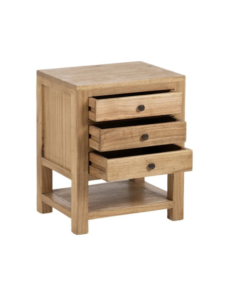 Chevet 3 tiroirs avec tablette mindi massif