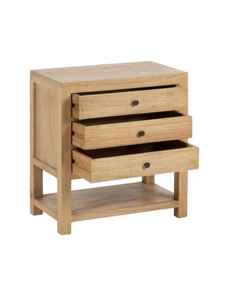 Chevet 3 tiroirs avec tablette mindi massif