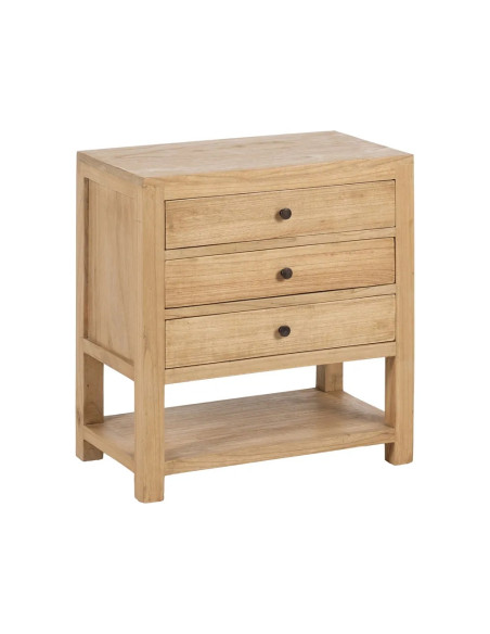 Chevet 3 tiroirs avec tablette mindi massif