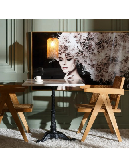 Table bistrot avec plateau en marbre véritable