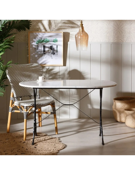 Table bistrot avec plateau en marbre véritable