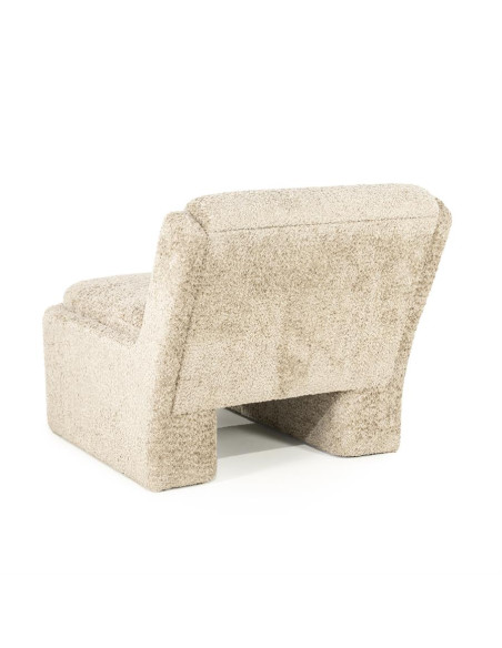 Fauteuil Lounge cubique tissu bouclettes