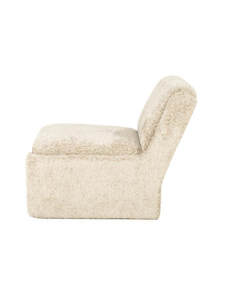 Fauteuil Lounge cubique tissu bouclettes