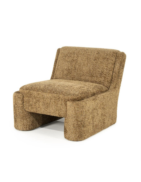 Fauteuil Lounge cubique tissu bouclettes