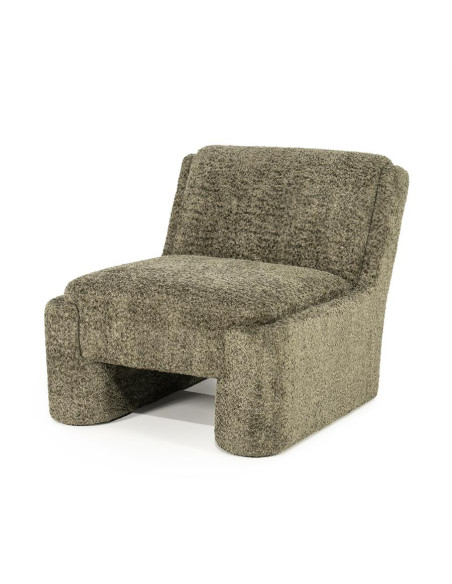 Fauteuil Lounge cubique tissu bouclettes
