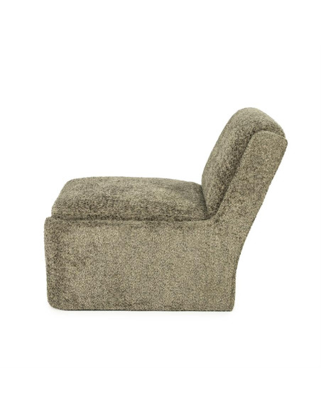 Fauteuil Lounge cubique tissu bouclettes
