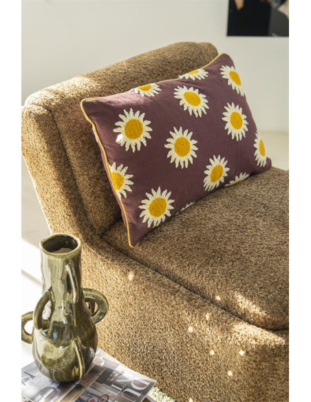 Fauteuil Lounge cubique tissu bouclettes