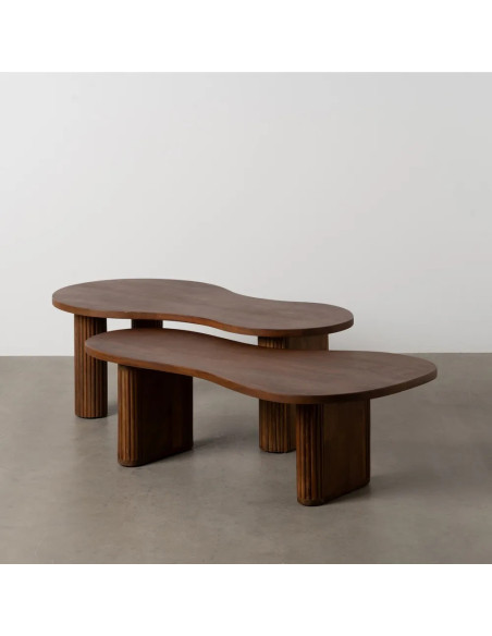 Lot de 2 tables basses en manguier forme organique