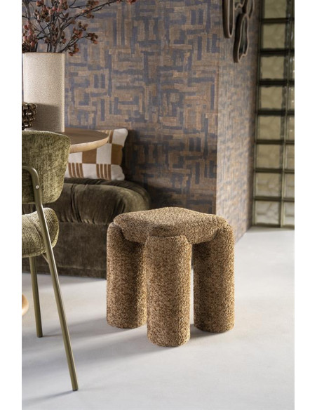 Pouf siège d'appoint tissu effet bouclettes