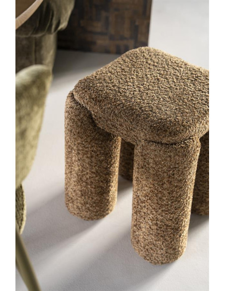 Pouf siège d'appoint tissu effet bouclettes