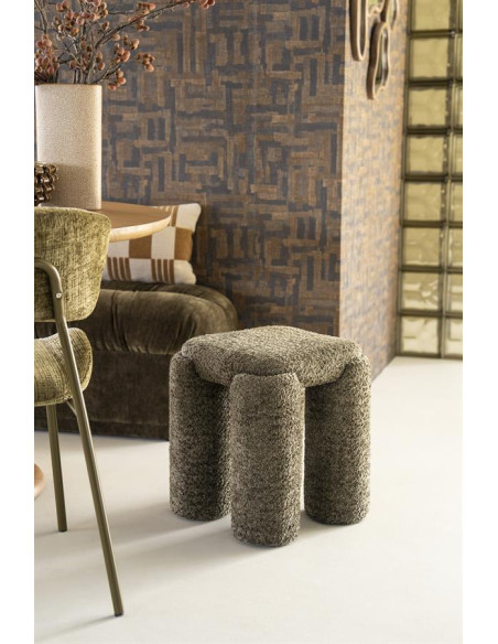 Pouf siège d'appoint tissu effet bouclettes