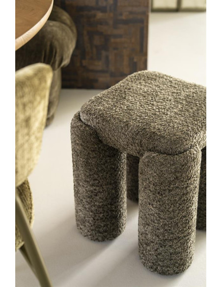 Pouf siège d'appoint tissu effet bouclettes