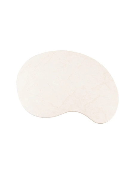 Table de salon forme haricot en manguier et marbre