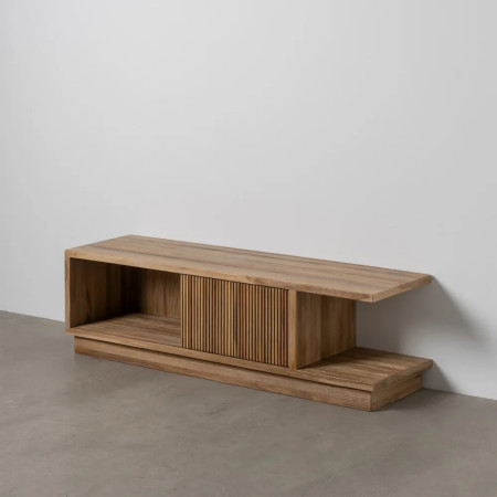 Meuble TV en teck avec porte coulissante