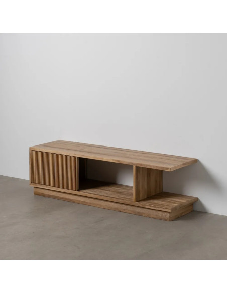Meuble TV en teck avec porte coulissante