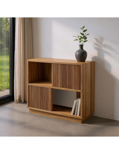 Meuble d'entrée en bois de teck portes coulissantes