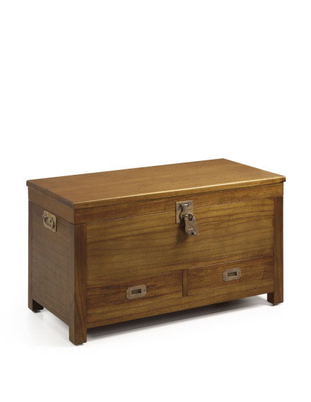 Malle coffre mindi massif avec tiroirs de rangements