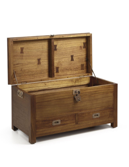 Malle coffre mindi massif avec tiroirs de rangements