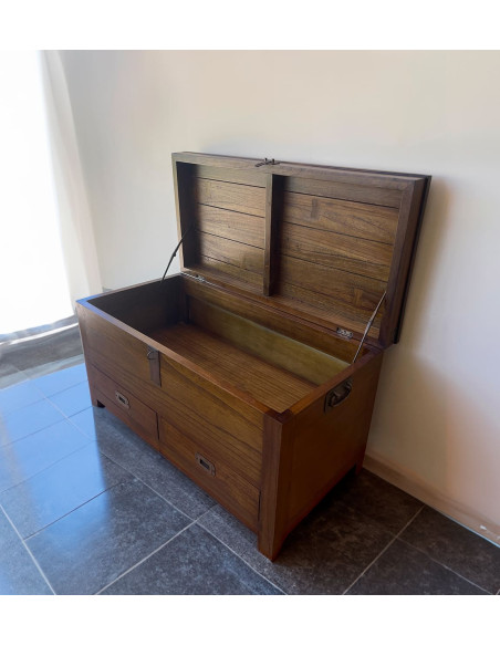 Malle coffre mindi massif avec tiroirs de rangements