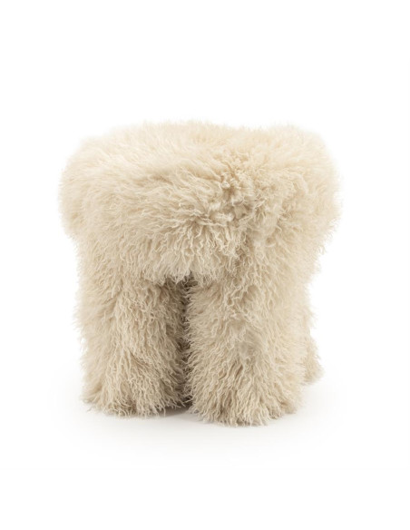 Pouf tissu fausse fourrure