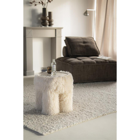 Pouf tissu fausse fourrure