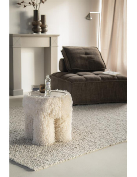 Pouf tissu fausse fourrure