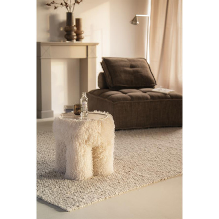 Pouf tissu fausse fourrure