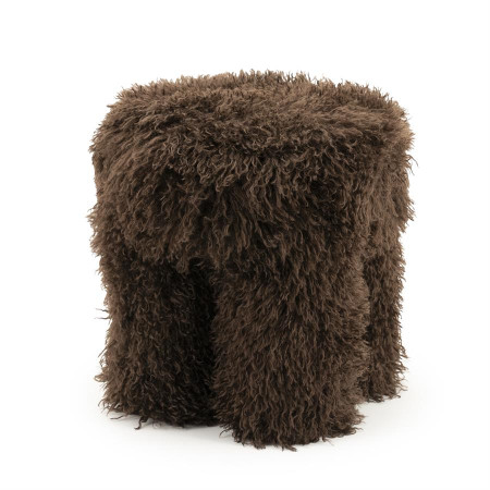 Pouf tissu fausse fourrure