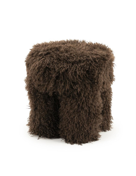 Pouf tissu fausse fourrure