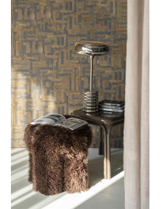 Pouf tissu fausse fourrure