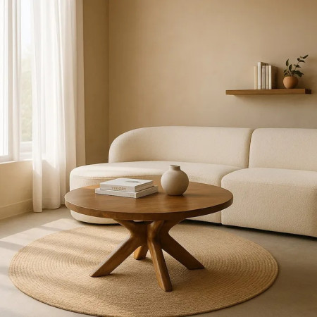 Table de salon ronde en manguier... Table de salon ronde en manguier...