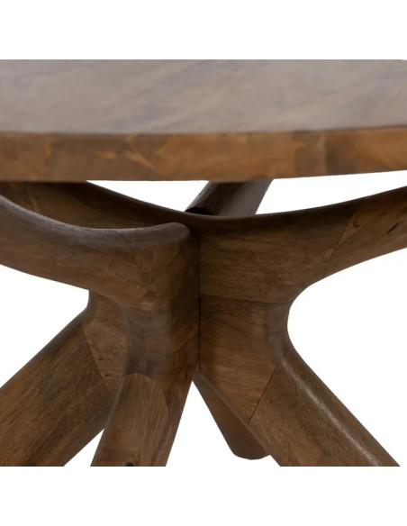 Table de salon ronde en manguier massif pied étoile