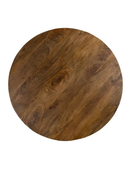 Table de salon ronde en manguier massif pied étoile