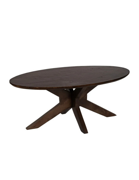 Table basse ovale en bois de manguier marron