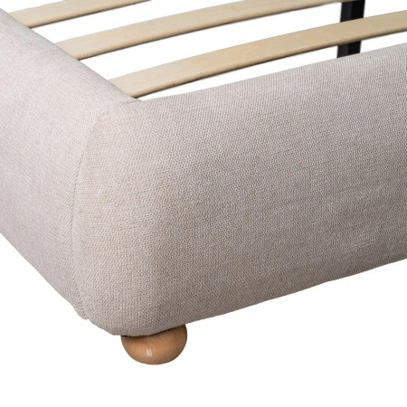 Lit design matelassé en tissu beige